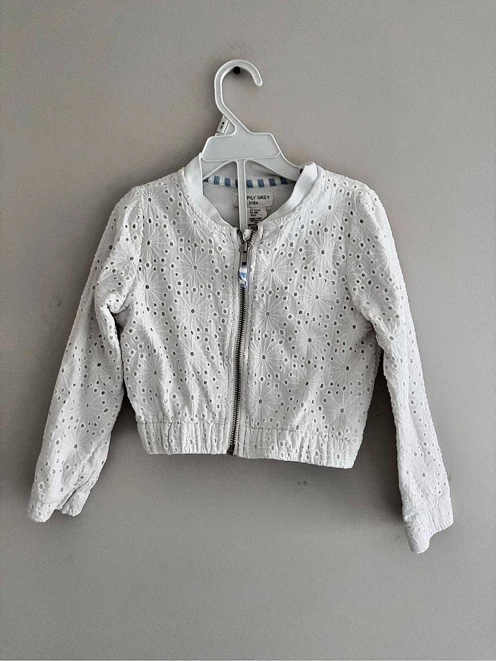 Happily Grey Girls 4T White Eyelet Jacket Like New